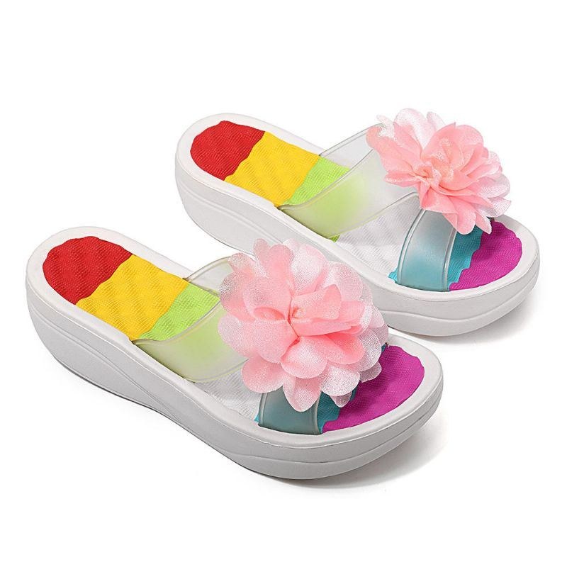 Dame Sommer Hjemmesko Flip Flops Platform Blomstersko