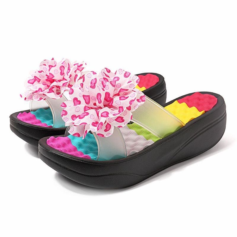 Dame Sommer Hjemmesko Flip Flops Platform Blomstersko