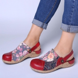 Dame Super Comfy Bloom Blomster Splejsning Retro Mønster Syning Slip On Flats