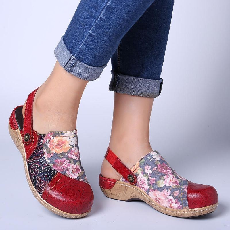 Dame Super Comfy Bloom Blomster Splejsning Retro Mønster Syning Slip On Flats