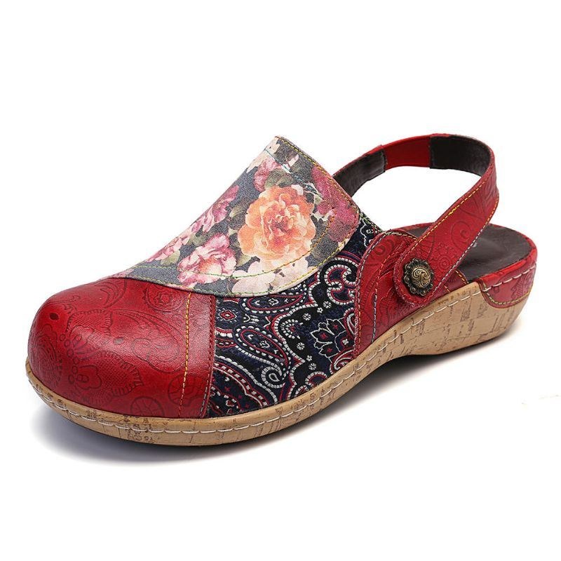 Dame Super Comfy Bloom Blomster Splejsning Retro Mønster Syning Slip On Flats