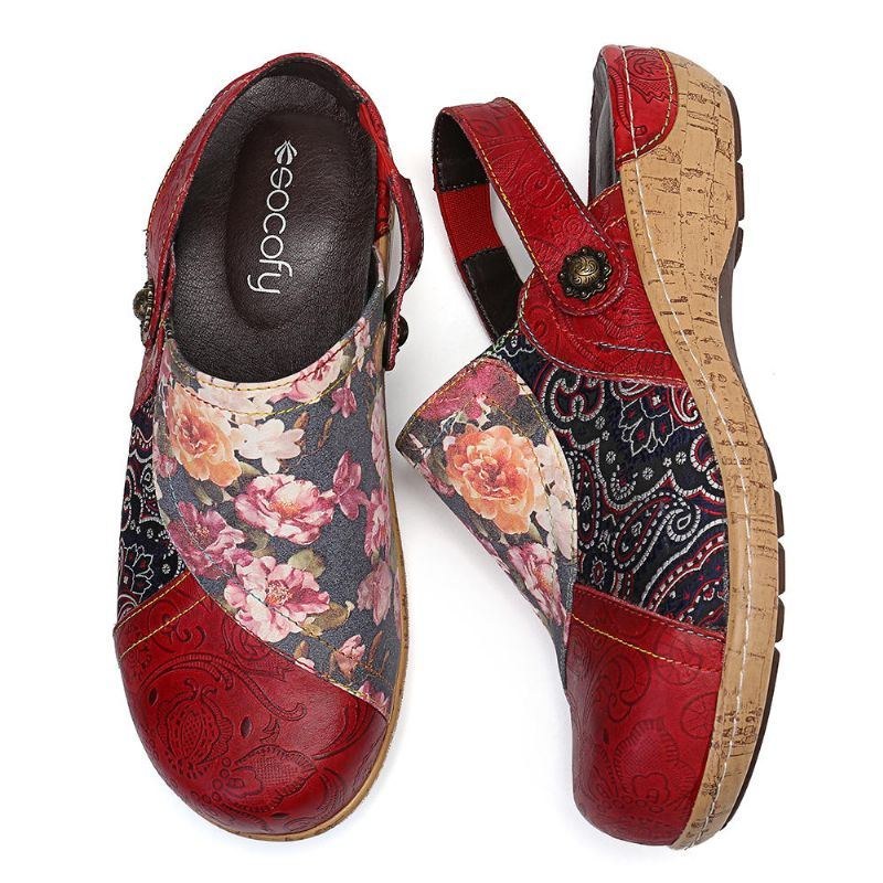 Dame Super Comfy Bloom Blomster Splejsning Retro Mønster Syning Slip On Flats