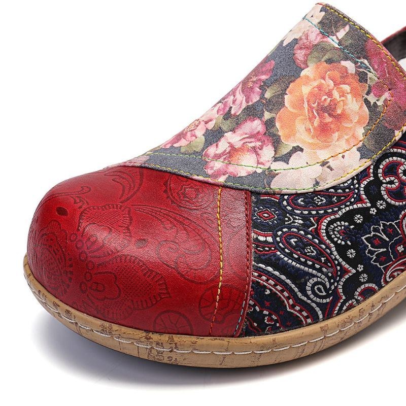 Dame Super Comfy Bloom Blomster Splejsning Retro Mønster Syning Slip On Flats