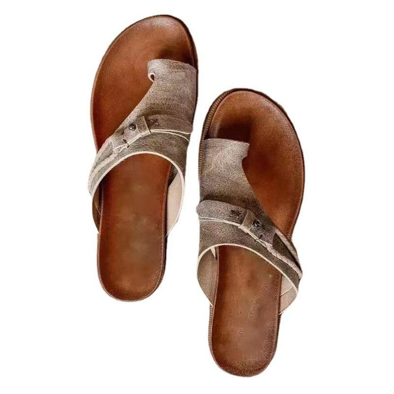 Dame Vintage Nitte Vævet Snørebånd Solid Clip Toe Flade Casual Hjemmesko