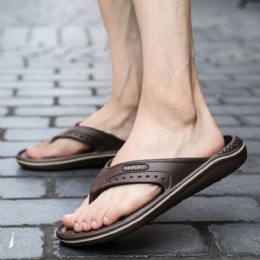 Herre Åndbar Letvægts Blød Bund Solid Beach Flip Flops Casual Hjemmesko