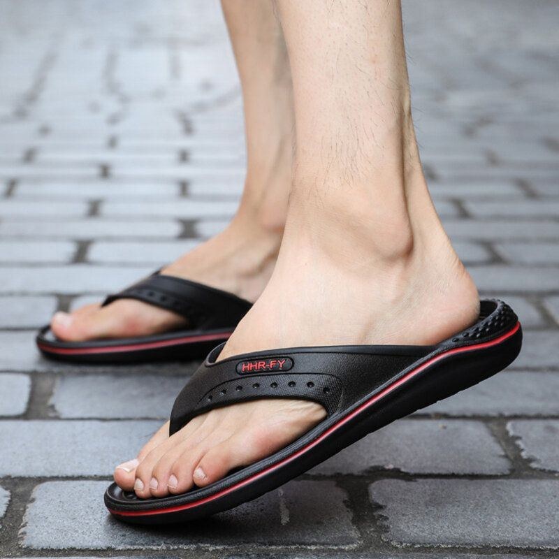 Herre Åndbar Letvægts Blød Bund Solid Beach Flip Flops Casual Hjemmesko