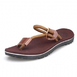 Herre Casual Pu Læder Clip Toe Slippers Strandsko