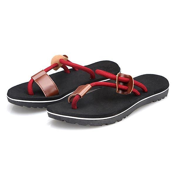 Herre Casual Pu Læder Clip Toe Slippers Strandsko