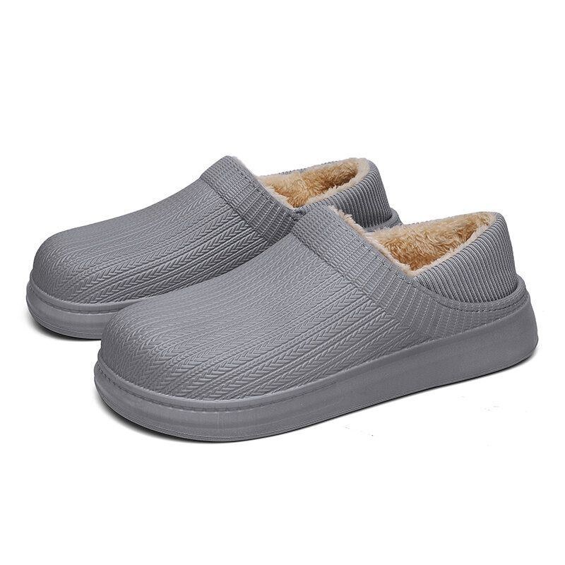 Herre Comfy Wide Fit Rund Toe Varme Let-slip-on Hjemmesko