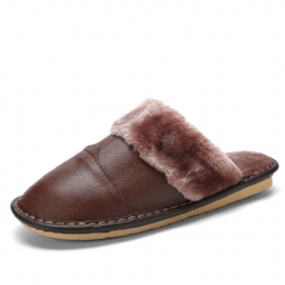 Herre First Layer Koskind Skridsikker Warmeh Rund Toe Slip-on Comfy Bomuld Hjemmesko