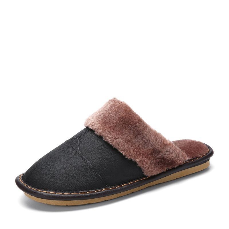 Herre First Layer Koskind Skridsikker Warmeh Rund Toe Slip-on Comfy Bomuld Hjemmesko