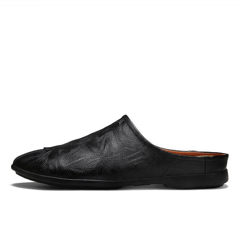 Herre Microfiber Læder Blød Sål Skridsikre Klassiske Solid Closed Toe Casual Hjemmesko