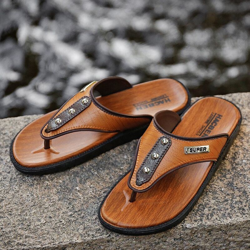 Herre Pu Hjemmesko Åndbar Letvægts Fritid Strand Flip Flops