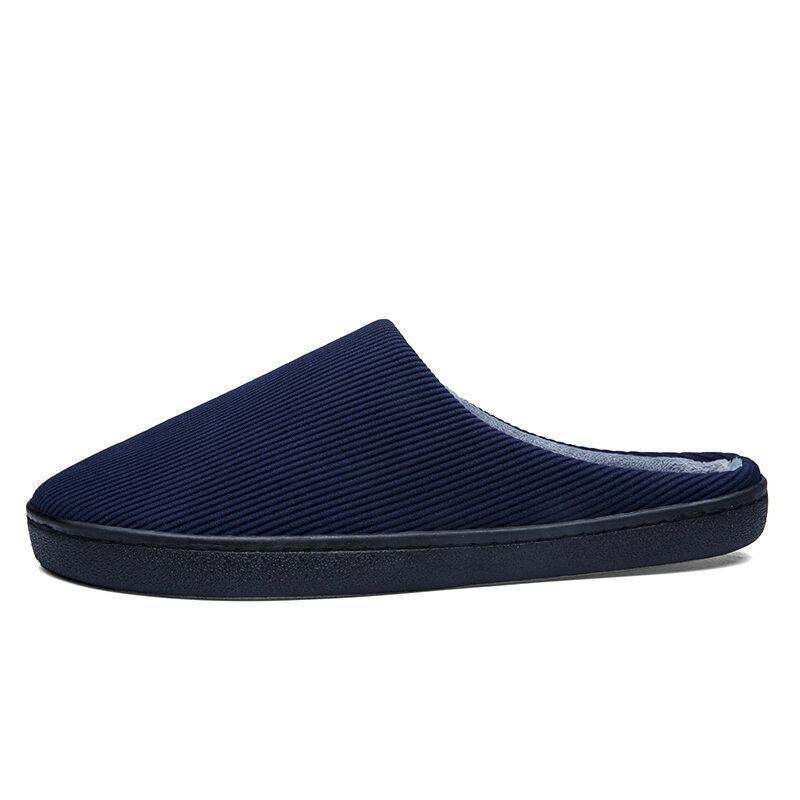 Herre Pure Color Rund Toe Skridsikre Varme Slip-on Hjemmesko I Bomuld