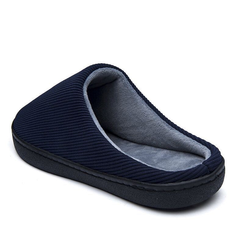 Herre Pure Color Rund Toe Skridsikre Varme Slip-on Hjemmesko I Bomuld