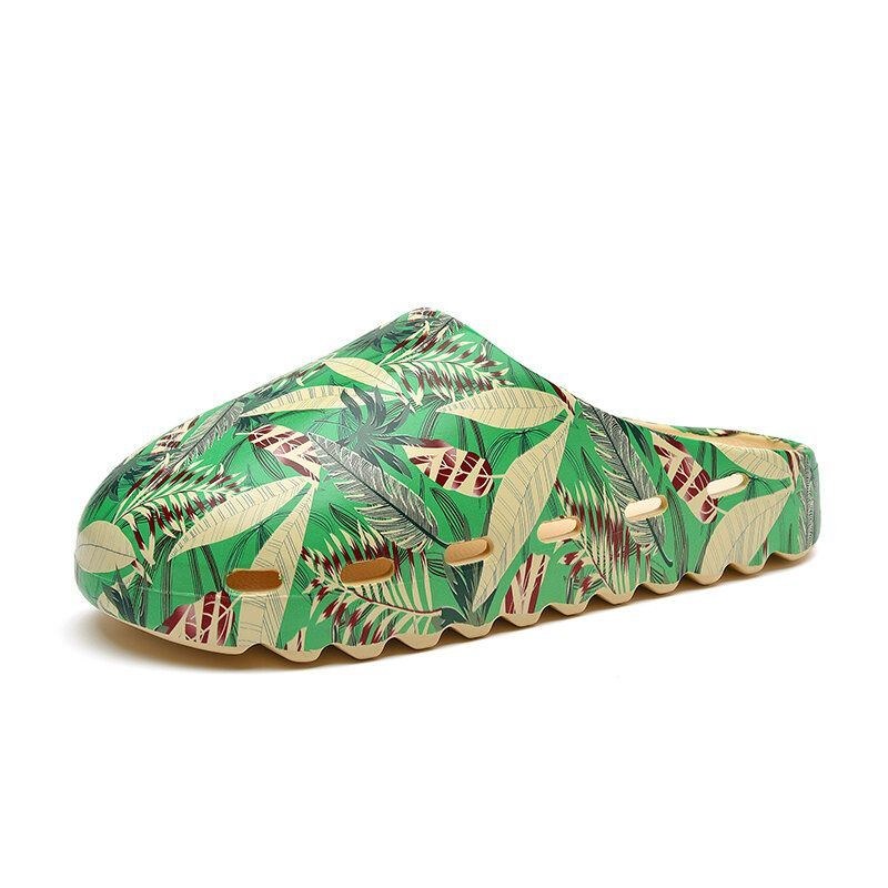 Herre Pvc Coconut Tree Print Blød Tyk Sål Skridsikker Behagelig Åndbar Sommer Casual Hjemmesko Hjemmesko