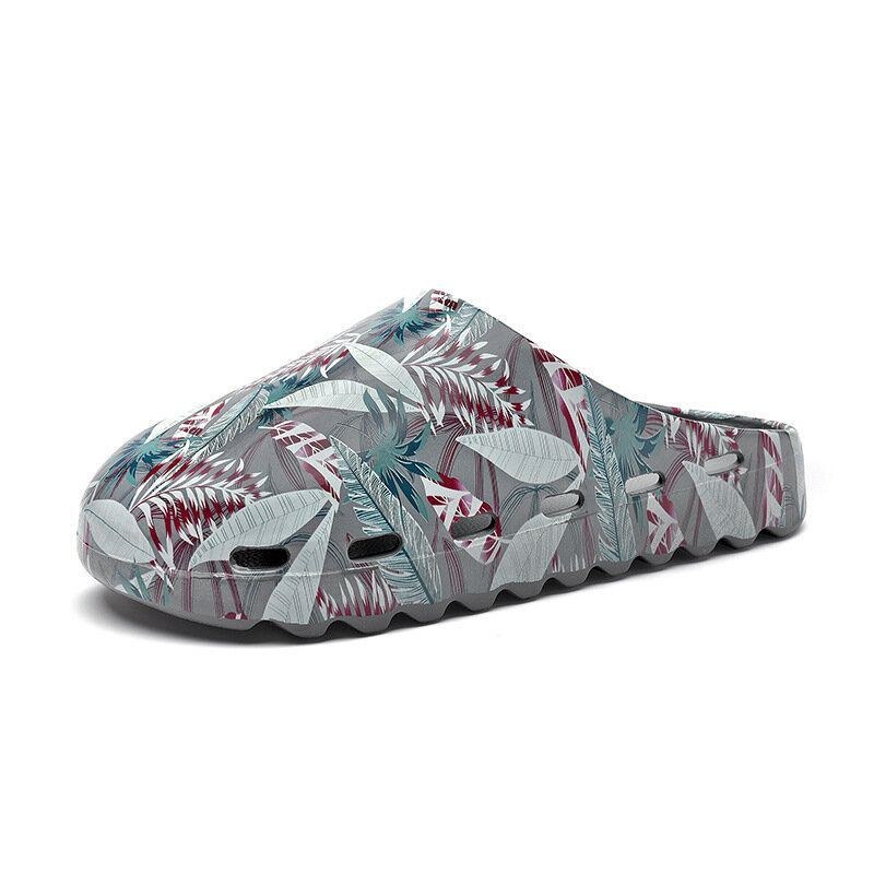 Herre Pvc Coconut Tree Print Blød Tyk Sål Skridsikker Behagelig Åndbar Sommer Casual Hjemmesko Hjemmesko