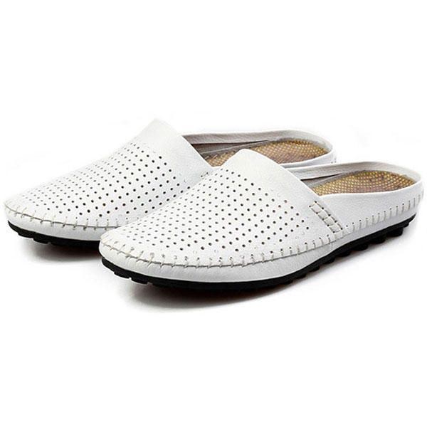 Slipper Mænd Hollow Out Casual Beach Slip On I Læder