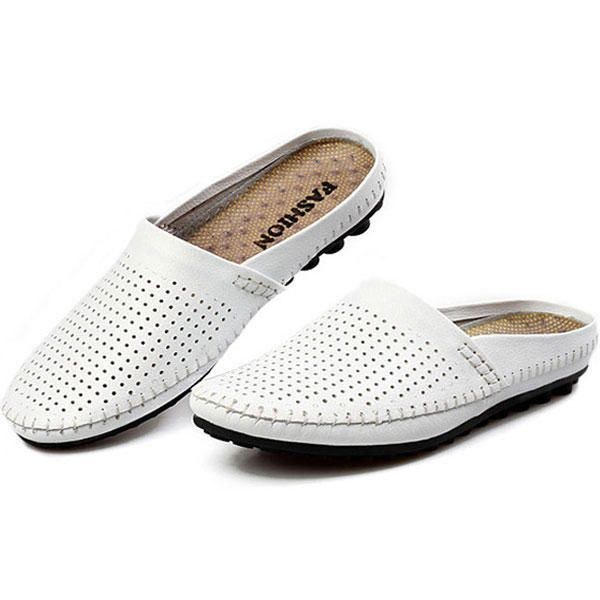 Slipper Mænd Hollow Out Casual Beach Slip On I Læder