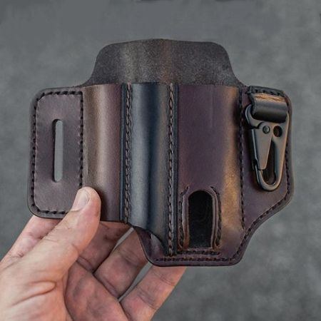 Ægte Læder Til Mænd Fanny Pack Multitool Lommelygte Bælteskede Med Nøglering Organizer