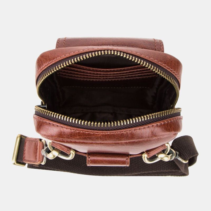 Ægte Læder Til Mænd Retro Fashion 5.8 Tommer Telefontaske Multi-bære Crossbody Taske Taljetaske