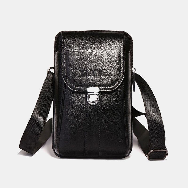 Herre Ægte Læder 7 Tommer Retro Telefontaske Taljetaske Bæltetaske Crossbody-taske Sling Bag