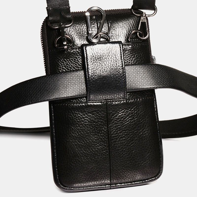 Herre Ægte Læder 7 Tommer Retro Telefontaske Taljetaske Bæltetaske Crossbody-taske Sling Bag