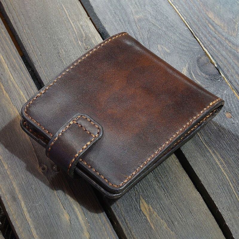 Herre Ægte Læder Bifold Multi-card Slot Kortholder Vintage Edc Mønttaske Bælteskede Tegnebog Taljetaske