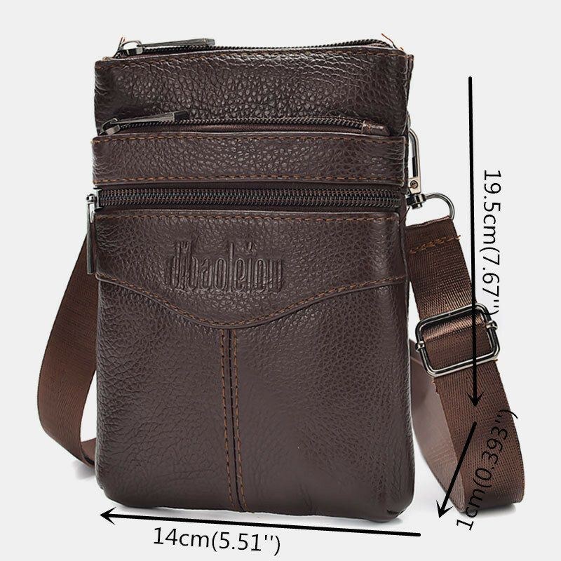 Herre Ægte Læder Retro Business Casual 6.3 Tommer Telefontaske Multi-bære Crossbody Taske Taljetaske