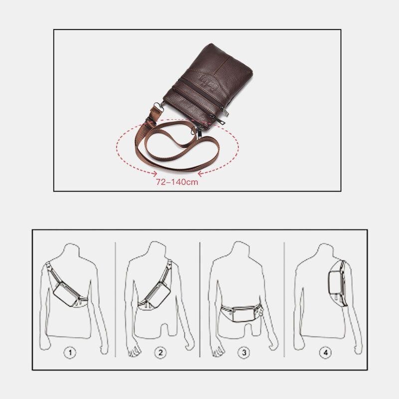 Herre Ægte Læder Retro Business Casual 6.3 Tommer Telefontaske Multi-bære Crossbody Taske Taljetaske