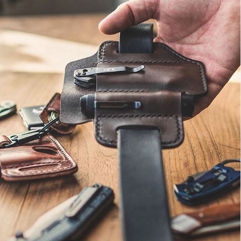 Herre Ægte Læder Retro Mini Easy Carry Multitool Organizer Gear Taske Bæltetaske Taljetaske Med Bælteløkke