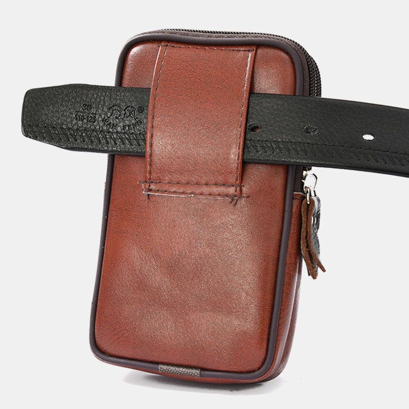 Herre Pu Læder Multifunktion Casual 6.3 Tommer Telefontaske Taljetaske Sling Bag