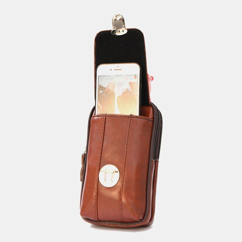 Herre Pu Læder Multifunktion Casual 6.3 Tommer Telefontaske Taljetaske Sling Bag