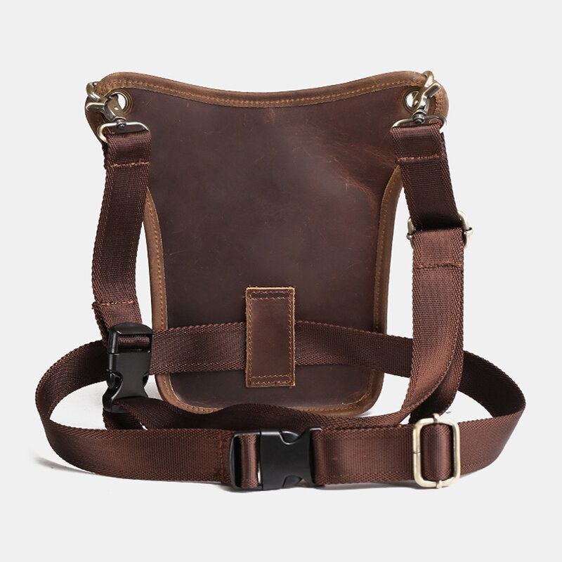 Herre Retro Ægte Læder Taske Med Flere Lommer Outdoor Sport 6.5 Tommer Telefontaske Lynlås Crossbody-tasker Skuldertaske