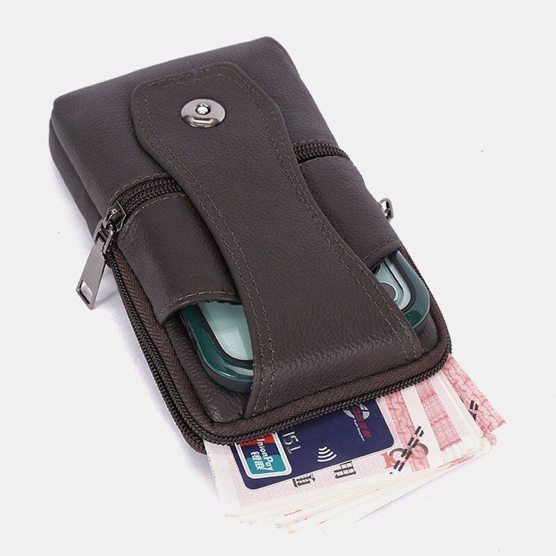 Herre Slidstærk Flap Magnetisk Knap Design Taljetaske Åndbar Smagløs Bæltetaske 6.5 Tommer Telefontaske Crossbody-tasker Med Skulderrem