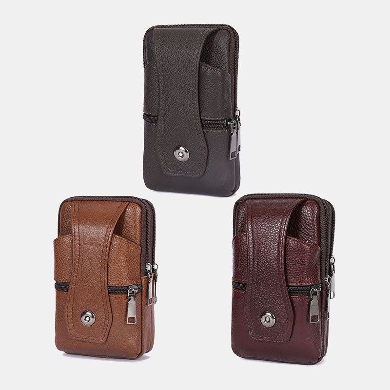 Herre Slidstærk Flap Magnetisk Knap Design Taljetaske Åndbar Smagløs Bæltetaske 6.5 Tommer Telefontaske Crossbody-tasker Med Skulderrem