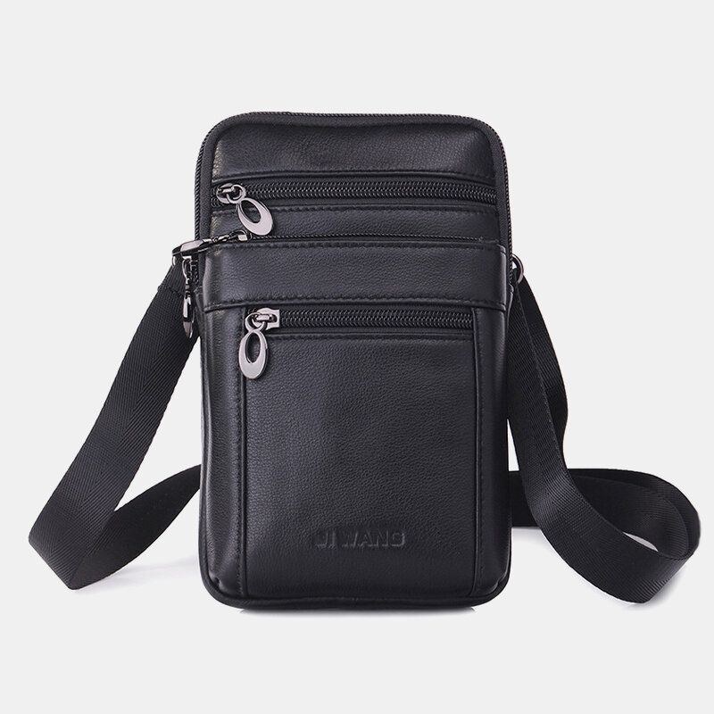 Herre Vintage Ægte Læder Taljetaske 7 Tommer Telefontaske Crossbody Taske Skuldertaske