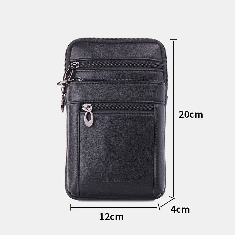 Herre Vintage Ægte Læder Taljetaske 7 Tommer Telefontaske Crossbody Taske Skuldertaske