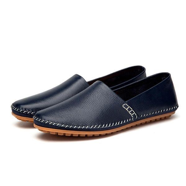 Blødt Læder Flade Køreloafers Til Mænd Åndbare Slip-on Sko