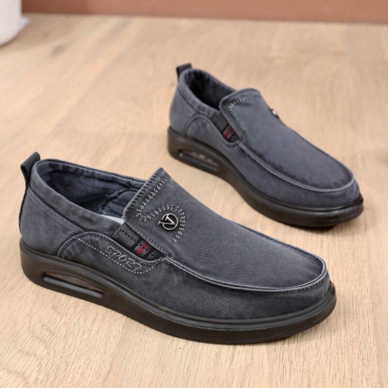 Herre Åndbar Blød Sål Skridsikker Comfy Slip On Old Peking Casual Sko