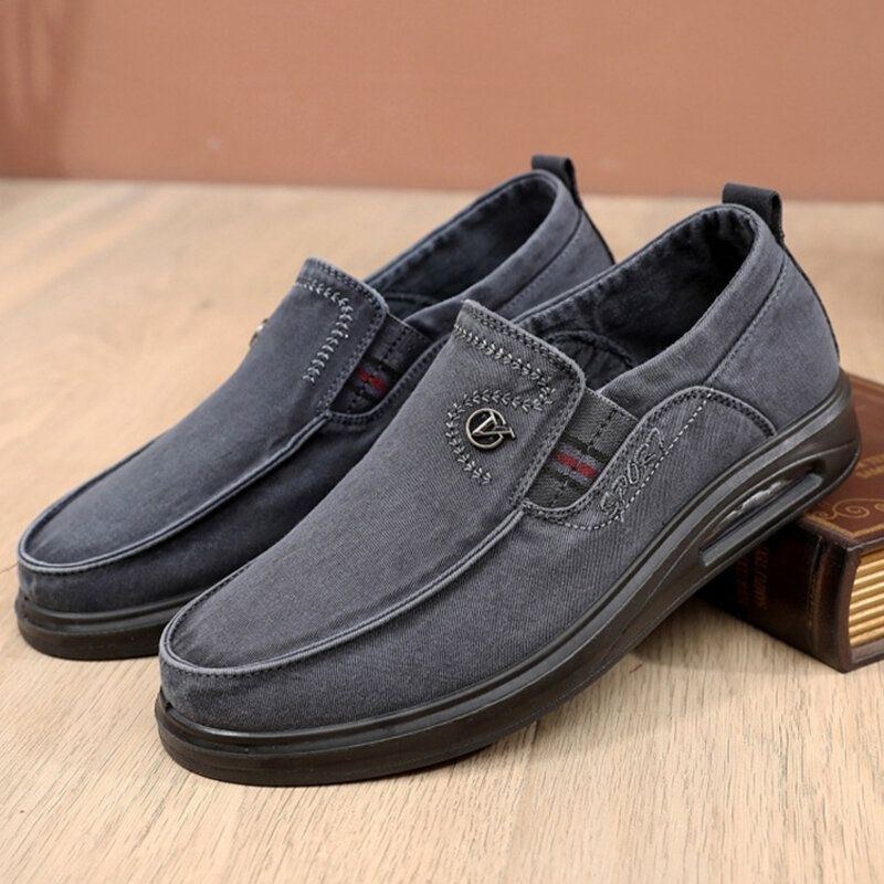 Herre Åndbar Blød Sål Skridsikker Comfy Slip On Old Peking Casual Sko