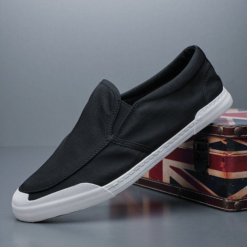 Herre Åndbar Is Silke Blød Behagelig Sål Solid Slip On Casual Court Sko