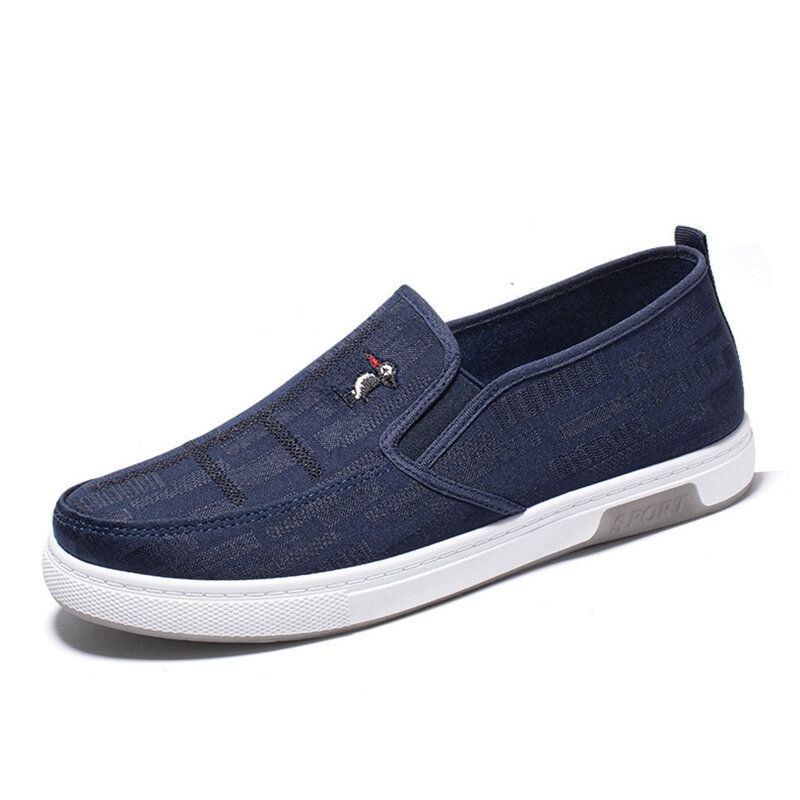 Herre Åndbar Skridsikker Comfy Slip On Old Peking Casual Cloth Court Sko