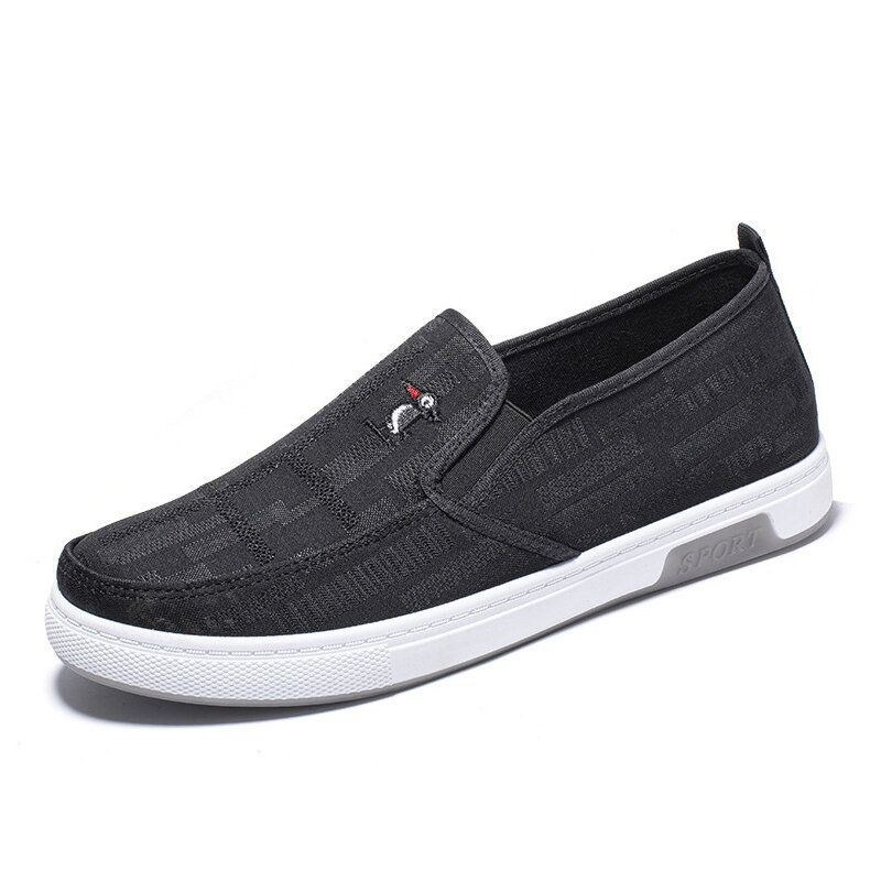 Herre Åndbar Skridsikker Comfy Slip On Old Peking Casual Cloth Court Sko