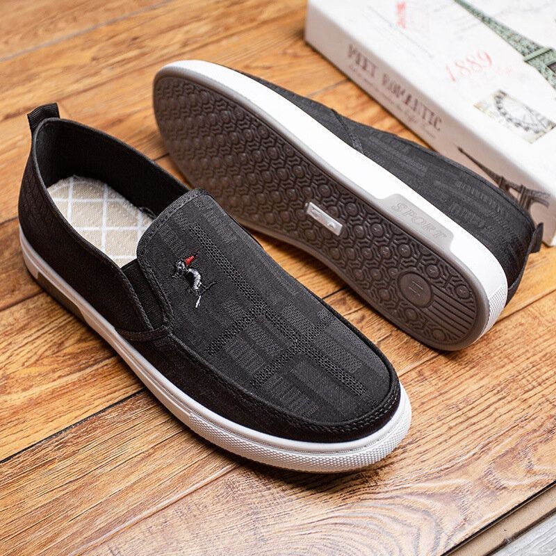 Herre Åndbar Skridsikker Comfy Slip On Old Peking Casual Cloth Court Sko