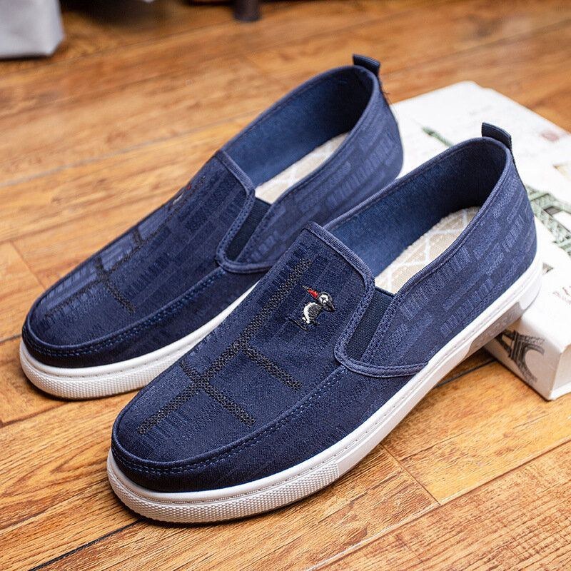 Herre Åndbar Skridsikker Comfy Slip On Old Peking Casual Cloth Court Sko