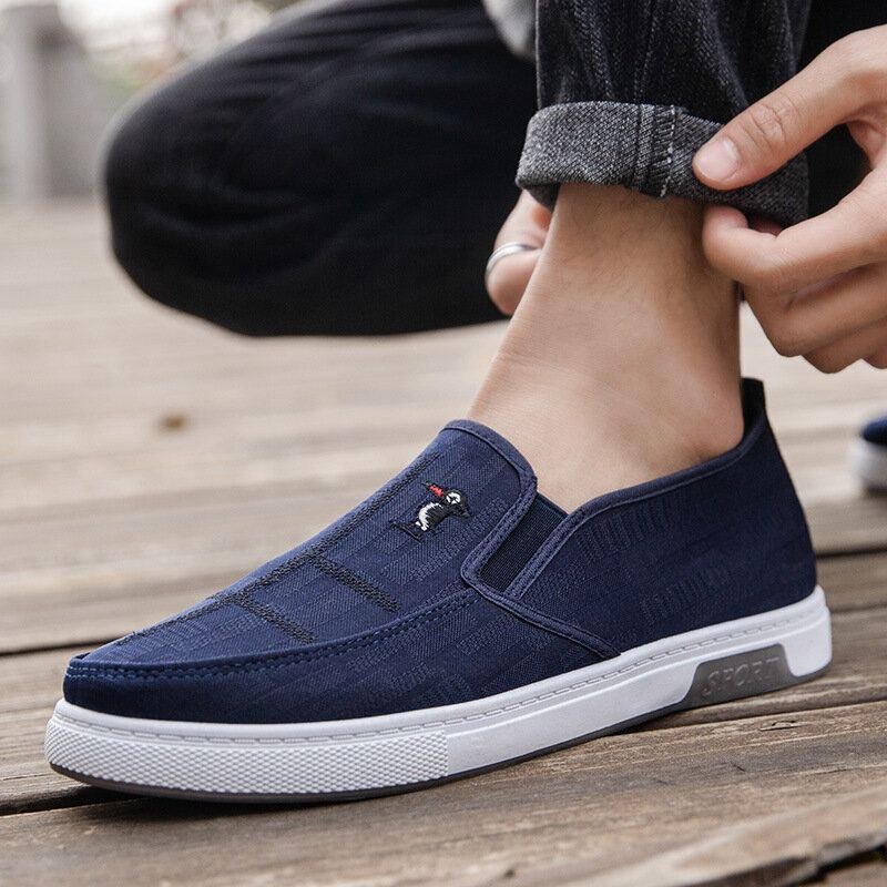 Herre Åndbar Skridsikker Comfy Slip On Old Peking Casual Cloth Court Sko