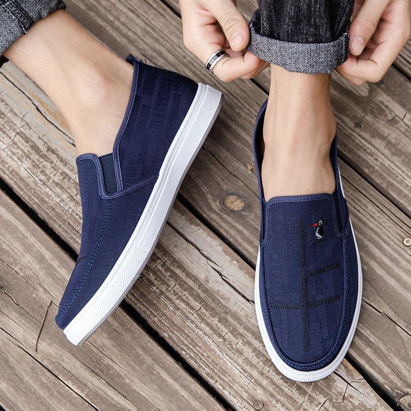 Herre Åndbar Skridsikker Comfy Slip On Old Peking Casual Cloth Court Sko