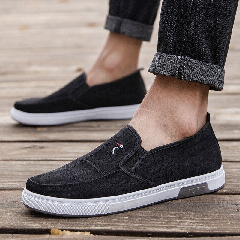 Herre Åndbar Skridsikker Comfy Slip On Old Peking Casual Cloth Court Sko