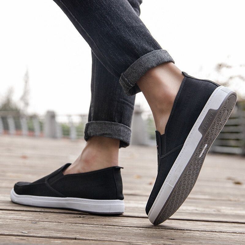 Herre Åndbar Skridsikker Comfy Slip On Old Peking Casual Cloth Court Sko